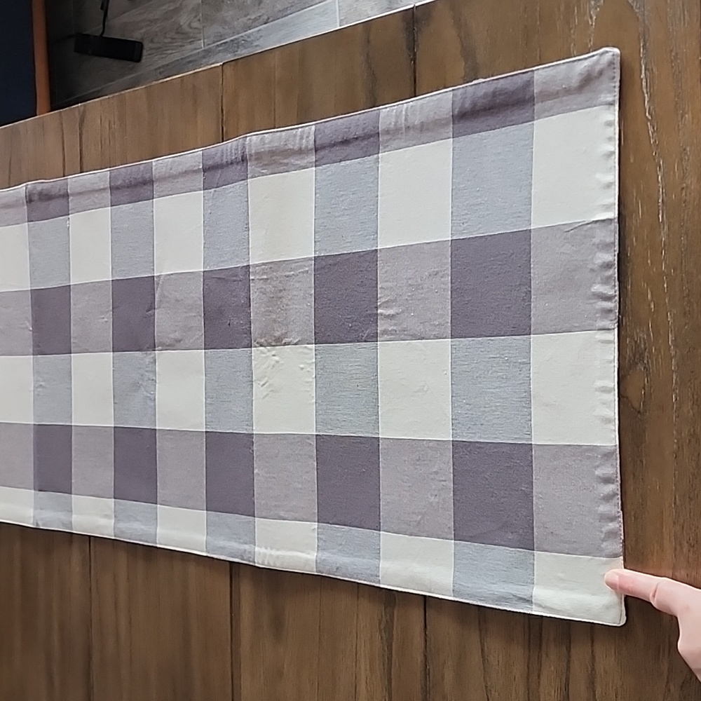 Grey buffalo check table runner